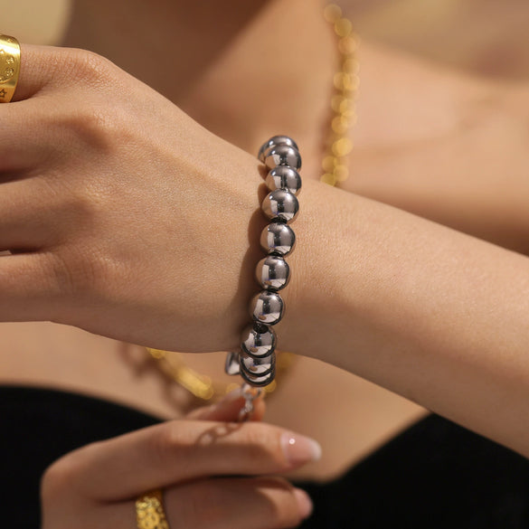 Wholesale Handmade Electroplated Geometric Stainless Steel Beaded Bracelet For Women