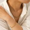 Wholesale Handmade Electroplated Geometric Stainless Steel Cross Buckle Necklace And Bracelet For Women Highend Jewelry