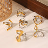 Wholesale Handmade Electroplated Stainless Steel Irregular Geometric Open Ring For Women