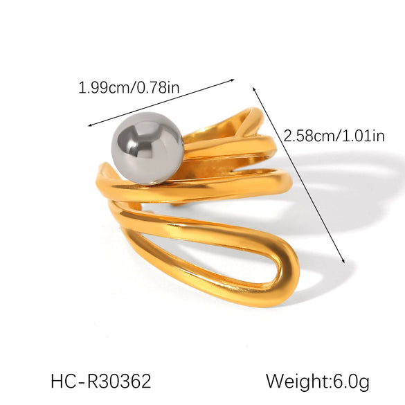 Wholesale Handmade Electroplated Stainless Steel Irregular Geometric Open Ring For Women
