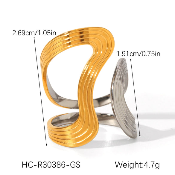Wholesale Handmade Electroplated Stainless Steel Irregular Geometric Open Ring For Women