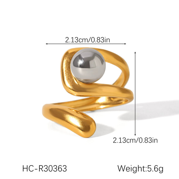 Wholesale Handmade Electroplated Stainless Steel Irregular Geometric Open Ring For Women