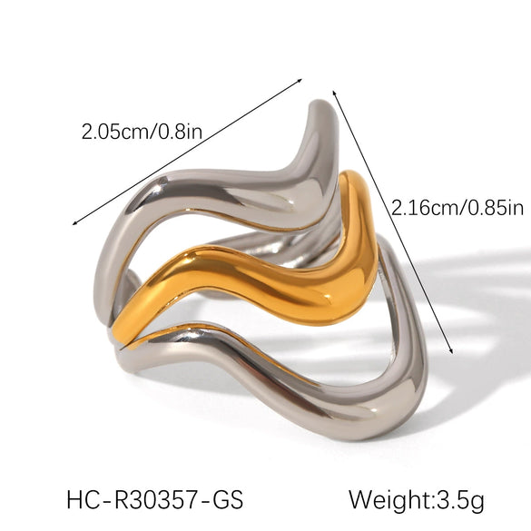 Wholesale Handmade Electroplated Stainless Steel Irregular Geometric Open Ring For Women