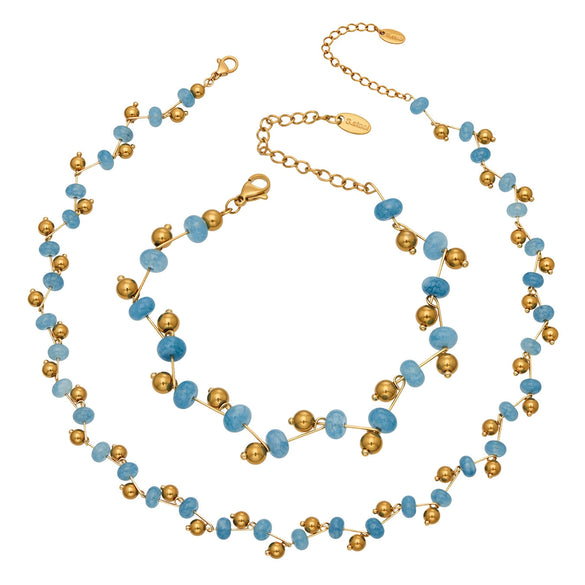 Wholesale Handmade Electroplated Stainless Steel Light Luxury Necklace And Bracelet Set For Women