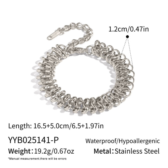 Wholesale Handmade Electroplated Stainless Steel Spring Pattern Jewelry Necklace And Bracelet Set For Women