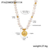 Wholesale Handmade Freshwater Pearl And Copper Plated Gold Collarbone Necklace With Geometric Pattern And Light Luxury Style