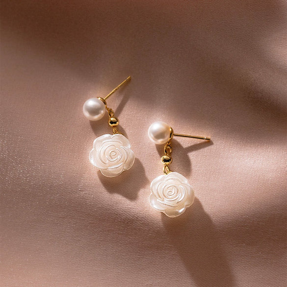 Wholesale Handmade Freshwater Pearl And S925 Silver Needle Flower Earrings For Women