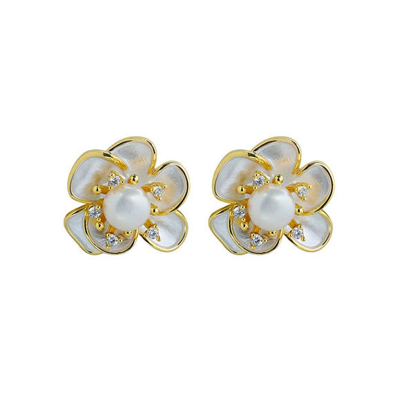 Wholesale Handmade Freshwater Pearl Flower Earrings For Women Highend Sweet And Elegant With Design Sense
