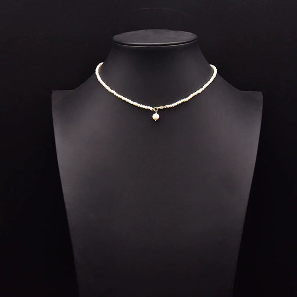 Wholesale Handmade Freshwater Pearl Multi Layer Clavicle And Sweater Chain With Geometric Pattern 925 Silver Retro Style Electroplated