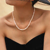 Wholesale Handmade Freshwater Pearl Necklace With Geometric Pattern And Electroplating Simple Gentle Clavicle Chain Jewelry For Women