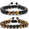 Wholesale Handmade Geometric Agate Tiger Eye Volcanic Stone Unisex Adjustable Bracelet