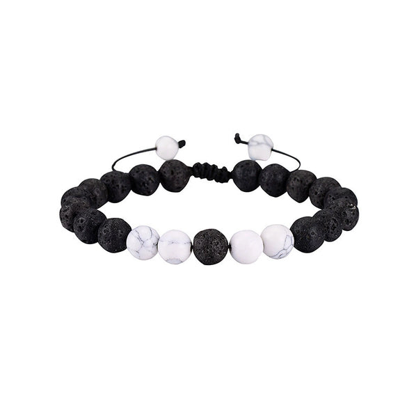 Wholesale Handmade Geometric Agate Tiger Eye Volcanic Stone Unisex Adjustable Bracelet
