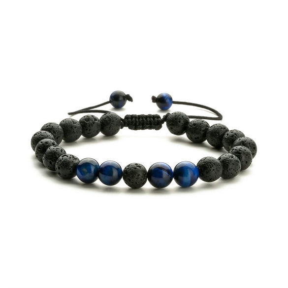 Wholesale Handmade Geometric Agate Tiger Eye Volcanic Stone Unisex Adjustable Bracelet