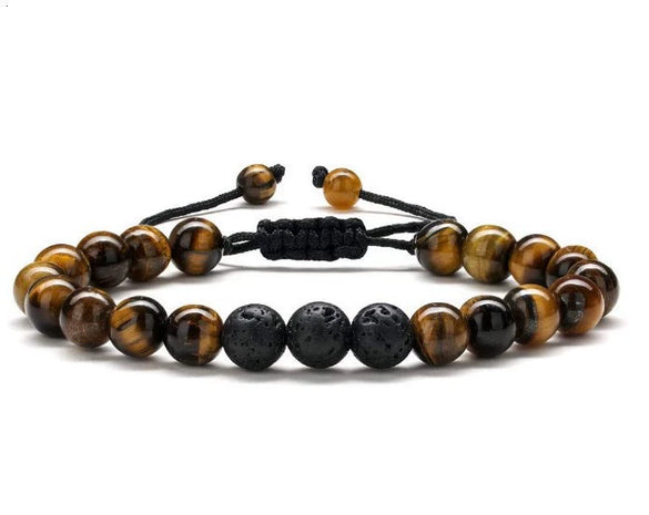 Wholesale Handmade Geometric Agate Tiger Eye Volcanic Stone Unisex Adjustable Bracelet
