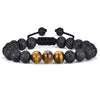Wholesale Handmade Geometric Agate Tiger Eye Volcanic Stone Unisex Adjustable Bracelet