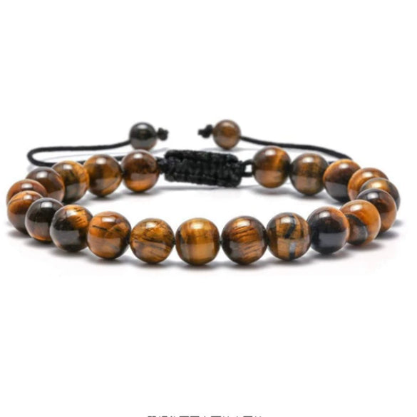 Wholesale Handmade Geometric Agate Tiger Eye Volcanic Stone Unisex Adjustable Bracelet