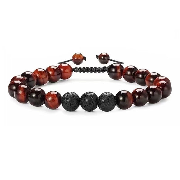 Wholesale Handmade Geometric Agate Tiger Eye Volcanic Stone Unisex Adjustable Bracelet