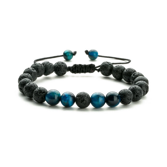 Wholesale Handmade Geometric Agate Tiger Eye Volcanic Stone Unisex Adjustable Bracelet