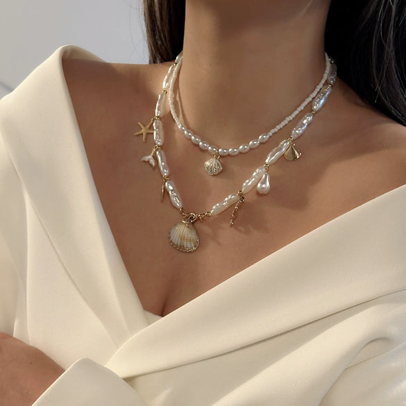 Wholesale Handmade Geometric Alloy Multilayered Necklace For Women Vacation Style