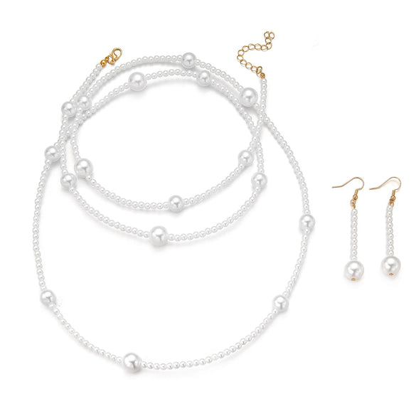 Wholesale Handmade Geometric Fake Pearl Necklace And Earring Set For Women
