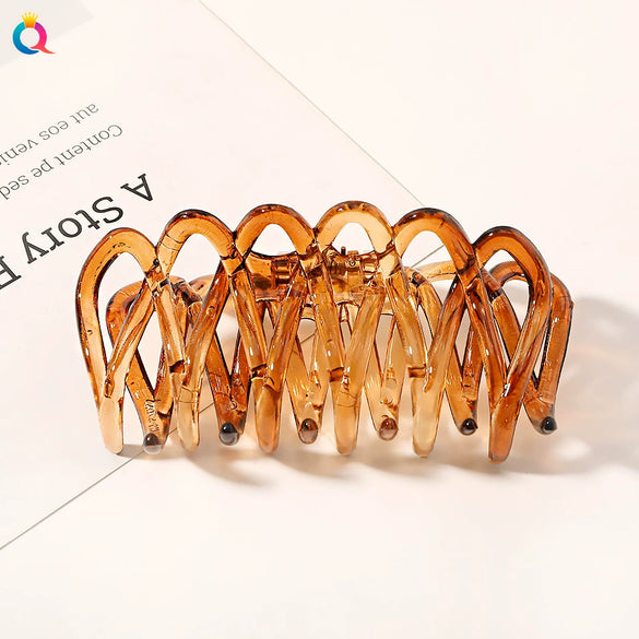 Wholesale Handmade Geometric Fence Cut Out Spray Paint Women's Gripper Large Shark Clip