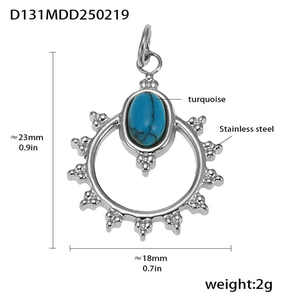 Wholesale Handmade Geometric Fivepointed Star And Ferris Wheel Pendant Necklace For Women Titanium Steel 18K Gold Plated