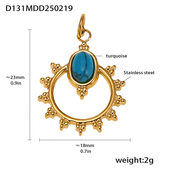 Wholesale Handmade Geometric Fivepointed Star And Ferris Wheel Pendant Necklace For Women Titanium Steel 18K Gold Plated