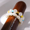 Wholesale Handmade Geometric Freshwater Pearl Acrylic Stainless Steel Stackable Rings For Women