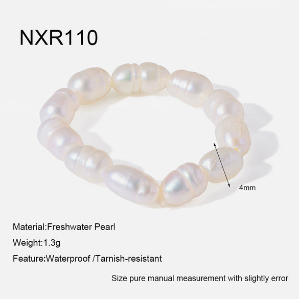 Wholesale Handmade Geometric Freshwater Pearl Acrylic Stainless Steel Stackable Rings For Women