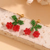 Wholesale Handmade Geometric Fruit Pattern Stainless Steel 18K Gold Plated Niche Style Earrings For Women