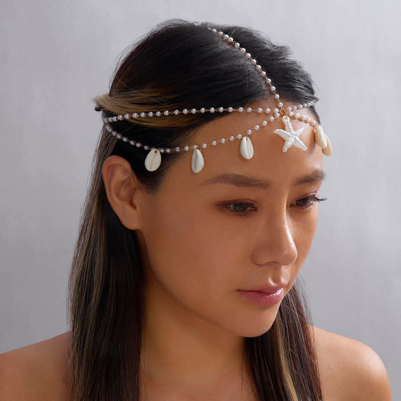 Wholesale Handmade Geometric Imitation Pearl Headpiece And Beaded Anklet For Children