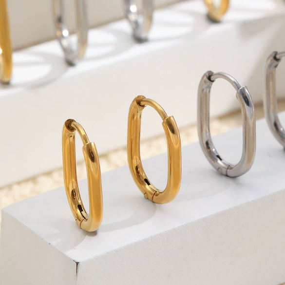 Wholesale Handmade Geometric Minimalist Women's Stainless Steel 18K Gold Plated Ushaped Earrings