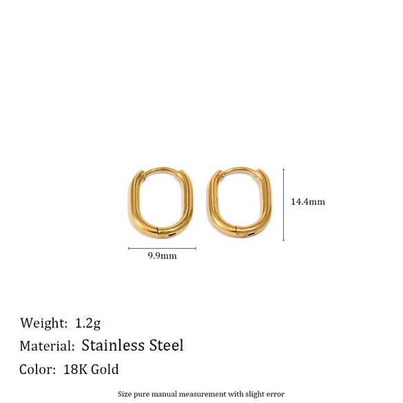Wholesale Handmade Geometric Minimalist Women's Stainless Steel 18K Gold Plated Ushaped Earrings