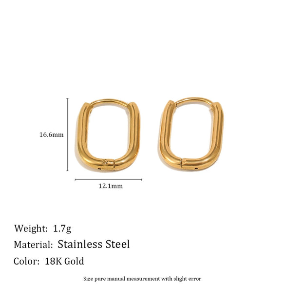 Wholesale Handmade Geometric Minimalist Women's Stainless Steel 18K Gold Plated Ushaped Earrings