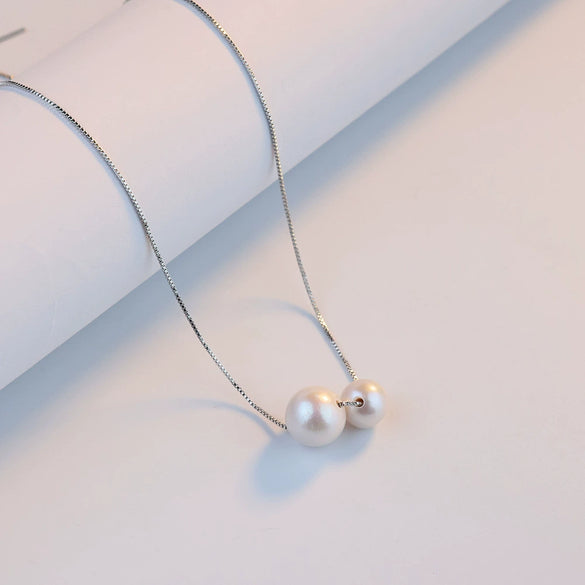 Wholesale Handmade Geometric Natural Pearl S925 Silver Clavicle Necklace For Women