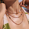 Wholesale Handmade Geometric 316L Stainless Steel Beaded Tiger Eye Clavicle Necklace For Women With Electroplating