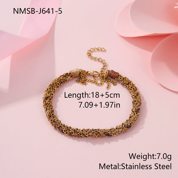 Wholesale Handmade Geometric Stainless Steel 18K Electroplated Tassel Chain Bracelet For Women