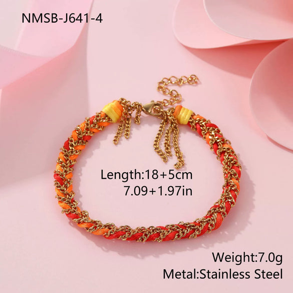 Wholesale Handmade Geometric Stainless Steel 18K Electroplated Tassel Chain Bracelet For Women