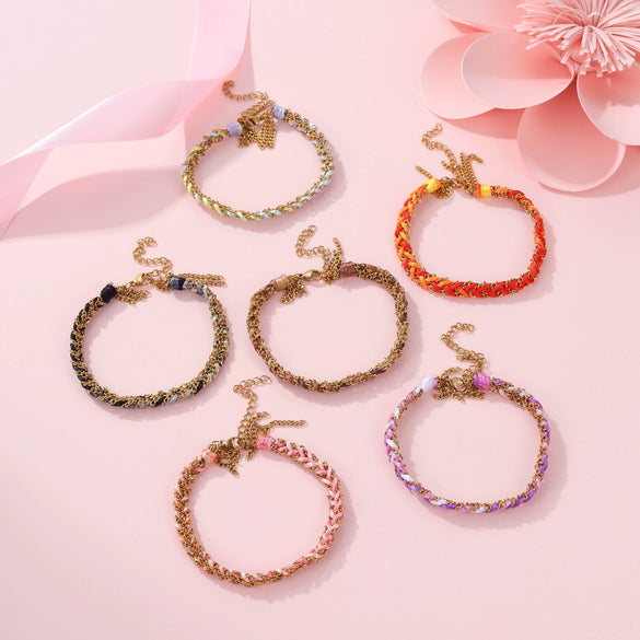 Wholesale Handmade Geometric Stainless Steel 18K Electroplated Tassel Chain Bracelet For Women