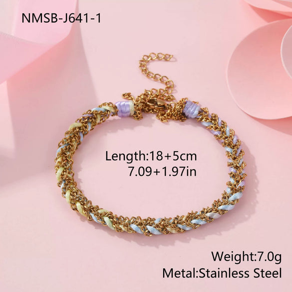 Wholesale Handmade Geometric Stainless Steel 18K Electroplated Tassel Chain Bracelet For Women