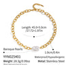 Wholesale Handmade Geometric Stainless Steel 18K Real Gold Plated Baroque Pearl Necklace For Women