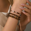 Wholesale Handmade Geometric Tiger Eye Stone And Black Gallstone Beaded Elastic Bracelet For Unisex