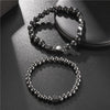 Wholesale Handmade Geometric Tiger Eye Stone And Black Gallstone Beaded Elastic Bracelet For Unisex