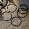 Wholesale Handmade Geometric Tiger Eye Stone And Black Gallstone Beaded Elastic Bracelet For Unisex