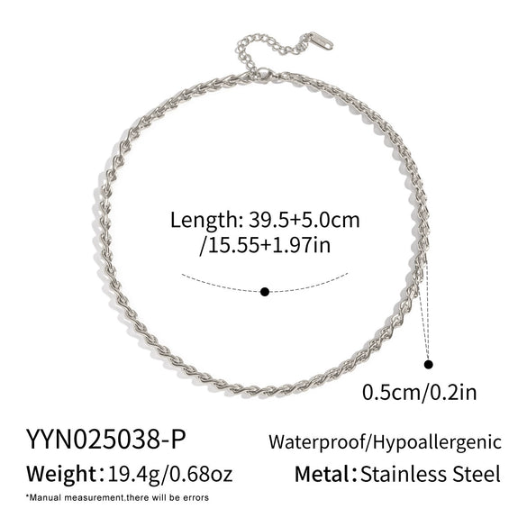 Wholesale Handmade Geometric Twisted Chain Necklace 18K Real Gold Plated Stainless Steel Jewelry For Women