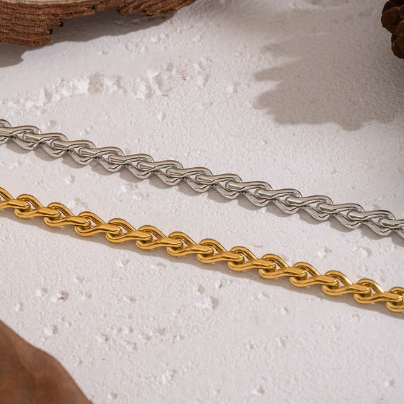 Wholesale Handmade Geometric Twisted Chain Necklace 18K Real Gold Plated Stainless Steel Jewelry For Women