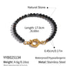 Wholesale Handmade Geometric Vintage Stainless Steel Real Gold Plated Malachite Tiger Eye Stone Beaded Bracelet For Women