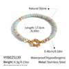 Wholesale Handmade Geometric Vintage Stainless Steel Real Gold Plated Malachite Tiger Eye Stone Beaded Bracelet For Women