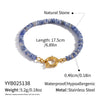 Wholesale Handmade Geometric Vintage Stainless Steel Real Gold Plated Malachite Tiger Eye Stone Beaded Bracelet For Women