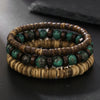 Wholesale Handmade Geometric Wood Coconut Shell Chip Multilayer Stacked Bracelet Set Unisex